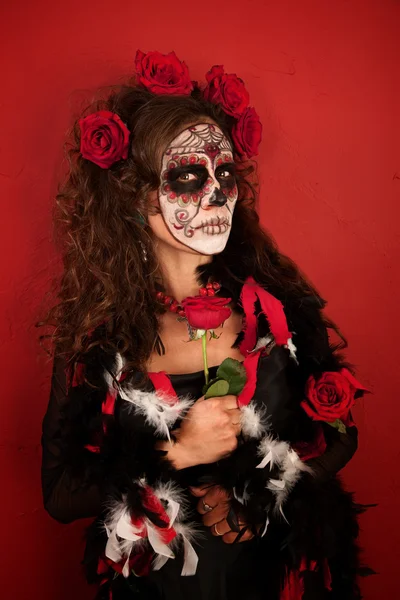 Mulheres com rosas para Dia De Los Muertos — Fotografia de Stock