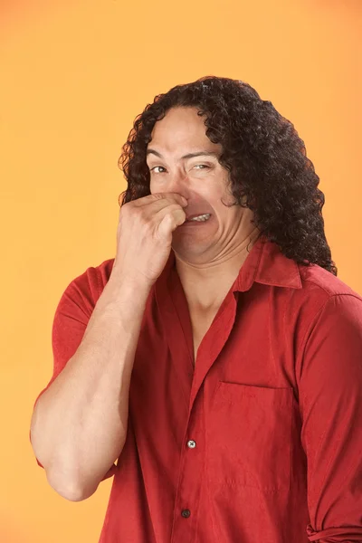 Man Pinches His Nose — Stock Photo, Image