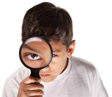Looking through a magnifying glass clipart