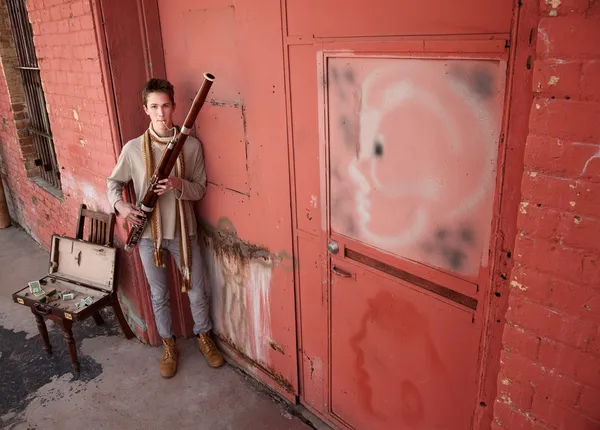 Handsome Young Bassoon Musician — Stock Photo, Image