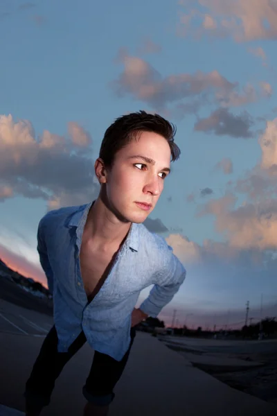 Young Man with Unbuttoned Shirt — Stock Photo, Image