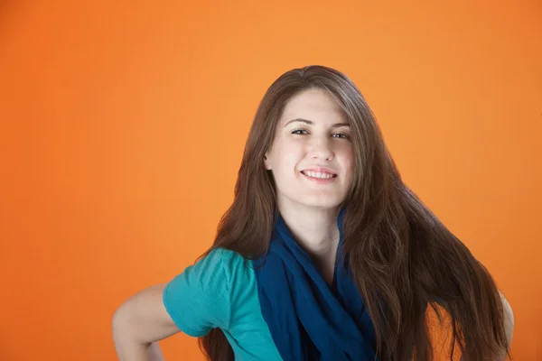 Happy Girl with Long Hair — Stockfoto