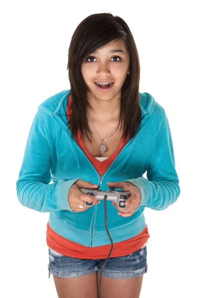 Počítačová hra dívka — Stock fotografie