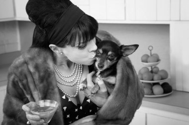Woman Kisses a Dog clipart