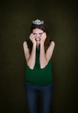 Woman With Crown Cries clipart