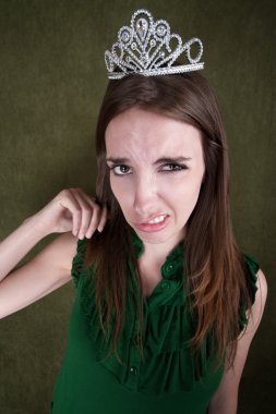 Disgusted Young Woman in Crown clipart