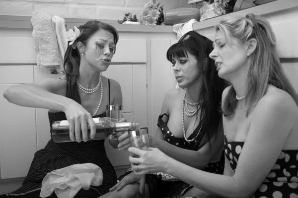 Depressed Woman Drinking — Stock Photo, Image