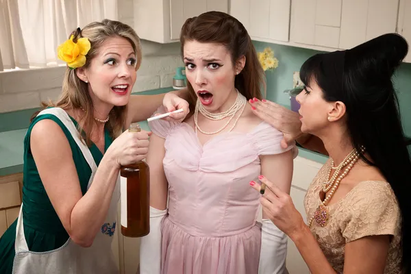 Woman Under Pressure to Smoke and Drink — Stock Photo, Image