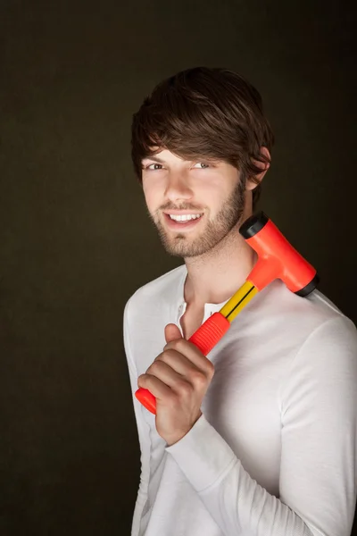 Homem bonito com Mallet — Fotografia de Stock