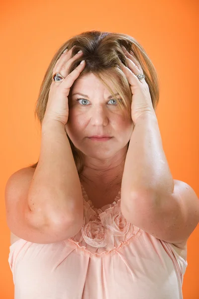 Stressed Out Mulher com dor de cabeça — Fotografia de Stock