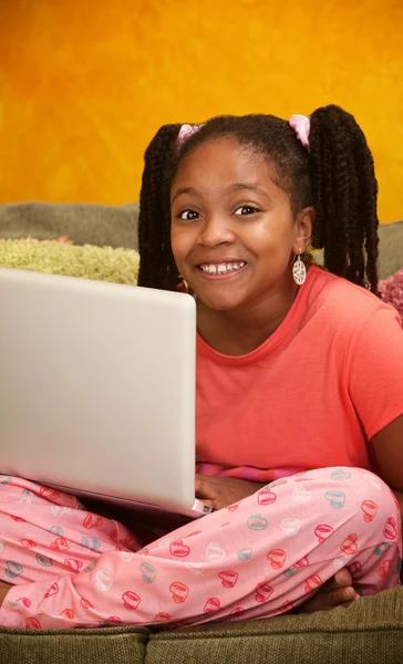 Little Kid With Laptop — Stock Photo, Image