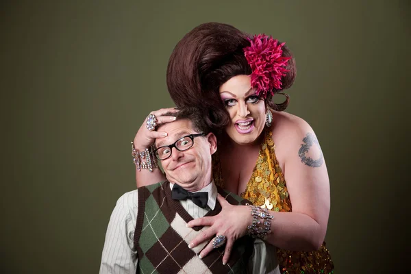 Drag Queen Holding Nerd — Stock Photo, Image