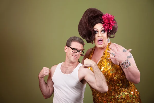 Homem com Drag Queen — Fotografia de Stock