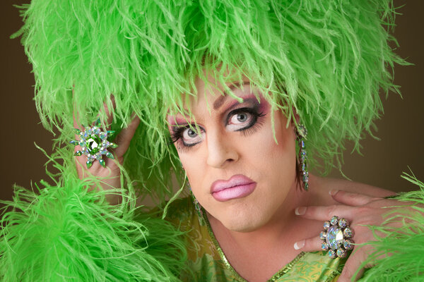 Serious Drag Queen in Green