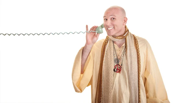 Monk Grins On Phone Call — Stock Photo, Image