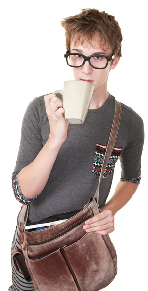 Tonåring drycker kaffe — Stockfoto