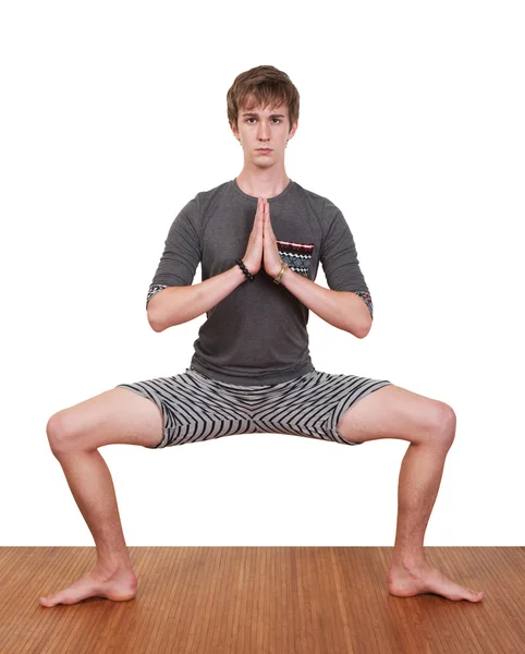 Young Man Practices Yoga — Stock Photo, Image