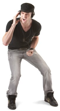 Müzik dinleyen adam.