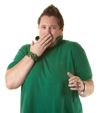 Woman Showing Shock or Covering a Burp clipart