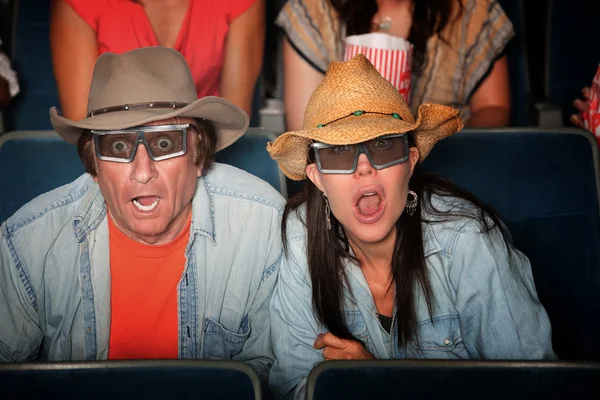 Couple choqué avec lunettes 3D — Photo