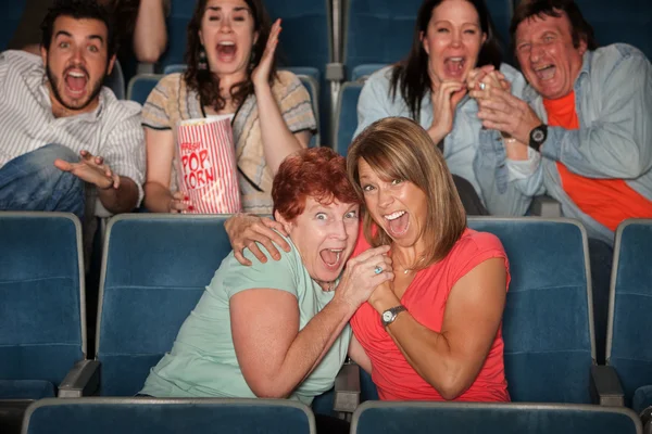 Scared People Watching Movie — Stock Photo, Image