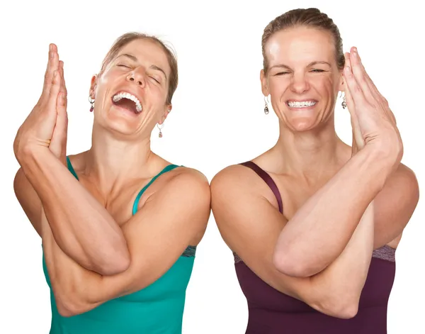 Счастливые женщины йоги — стоковое фото
