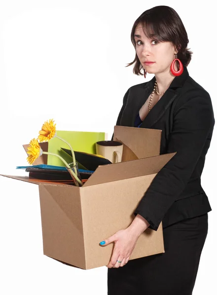 Sad Worker Carries Belongings — Stock Photo, Image