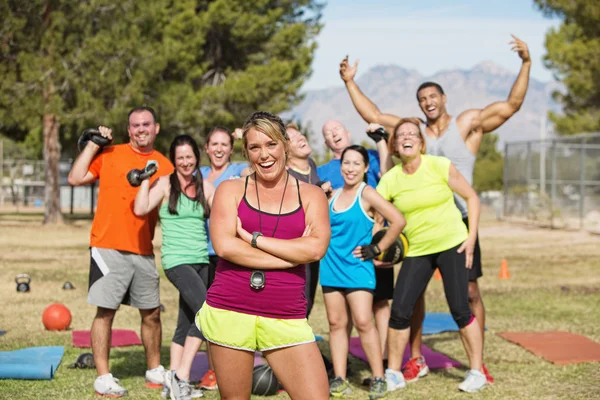 Happy Boot Camp Fitness Group — Stock Photo, Image