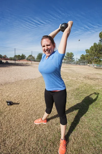 Enthusiastic Woman Exercising Outdoors — Stock Photo, Image