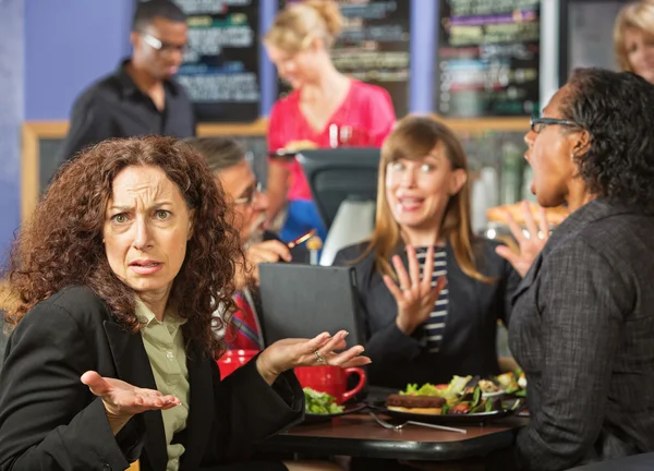 Irritated Woman in Cafe — Stock Photo, Image