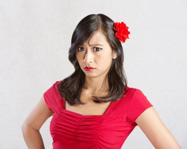 Annoyed Female in Red clipart