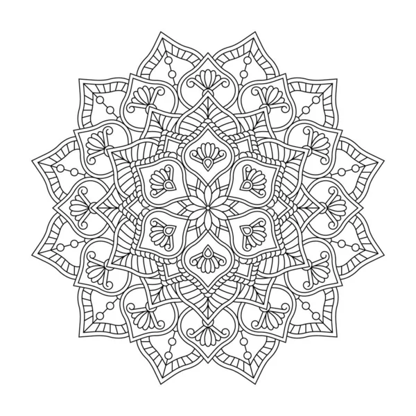 Mandala Izolată Vector Model Rotund Culori Albe Negre Element Decorativ — Vector de stoc