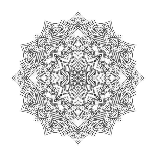 Mandala Aislado Vector Patrón Redondo Colores Blanco Negro Elemento Decorativo — Vector de stock