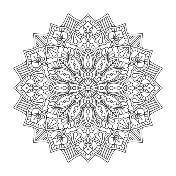 Izolovaná Mandala Vektoru Kulatý Vzor Bílých Černých Barvách Ročník Dekorativní — Stockový vektor