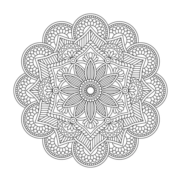 Isoliertes Mandala Vektor Rundes Muster Weißen Und Schwarzen Farben Vintage — Stockvektor