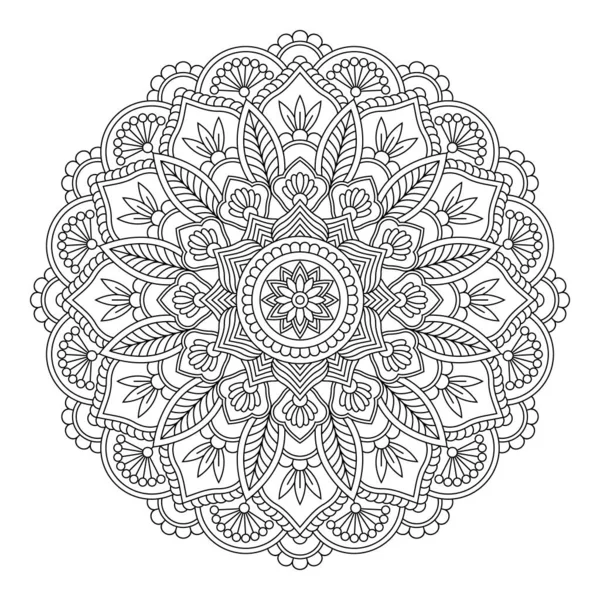 Mandala Aislado Vector Patrón Redondo Colores Blanco Negro Elemento Decorativo — Archivo Imágenes Vectoriales