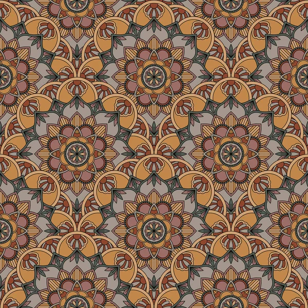 Patrón Adorno Mandala Textura Oriental Sin Costuras Motivo Orintal Árabe — Vector de stock