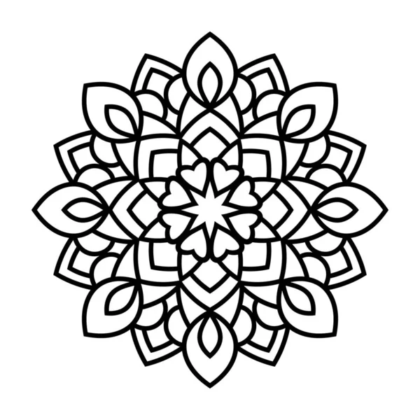 Изолированная Мандала Векторе Круглый Узор Белого Черного Цветов Декоративный Элемент — стоковый вектор