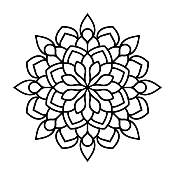Vektör olarak izole edilmiş mandala. Yuvarlak desenli beyaz ve siyah renkler. Boyama kitapları, yastık ve tekstil için dekoratif öğe