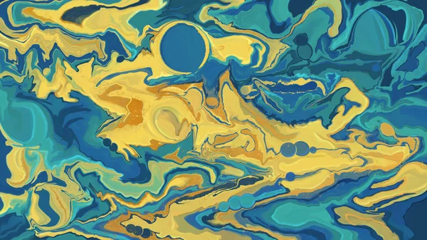 Ψηφιακή Μαρμάρινη Υφή Teal Και Κίτρινες Αποχρώσεις Διακοσμητική Επιφάνεια Χρώματος — Φωτογραφία Αρχείου