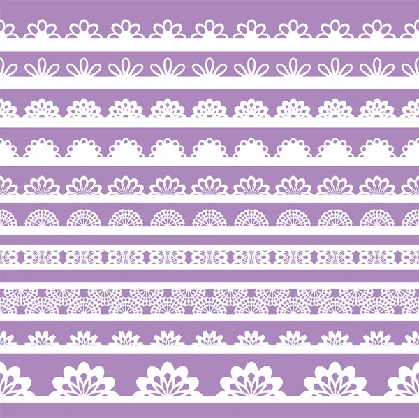 Set of beautiful lace vector trims — Stock Vector