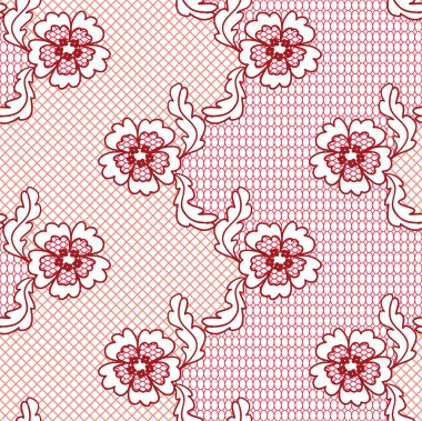 Kırmızı dantel kumaş Dikişsiz desen vektör