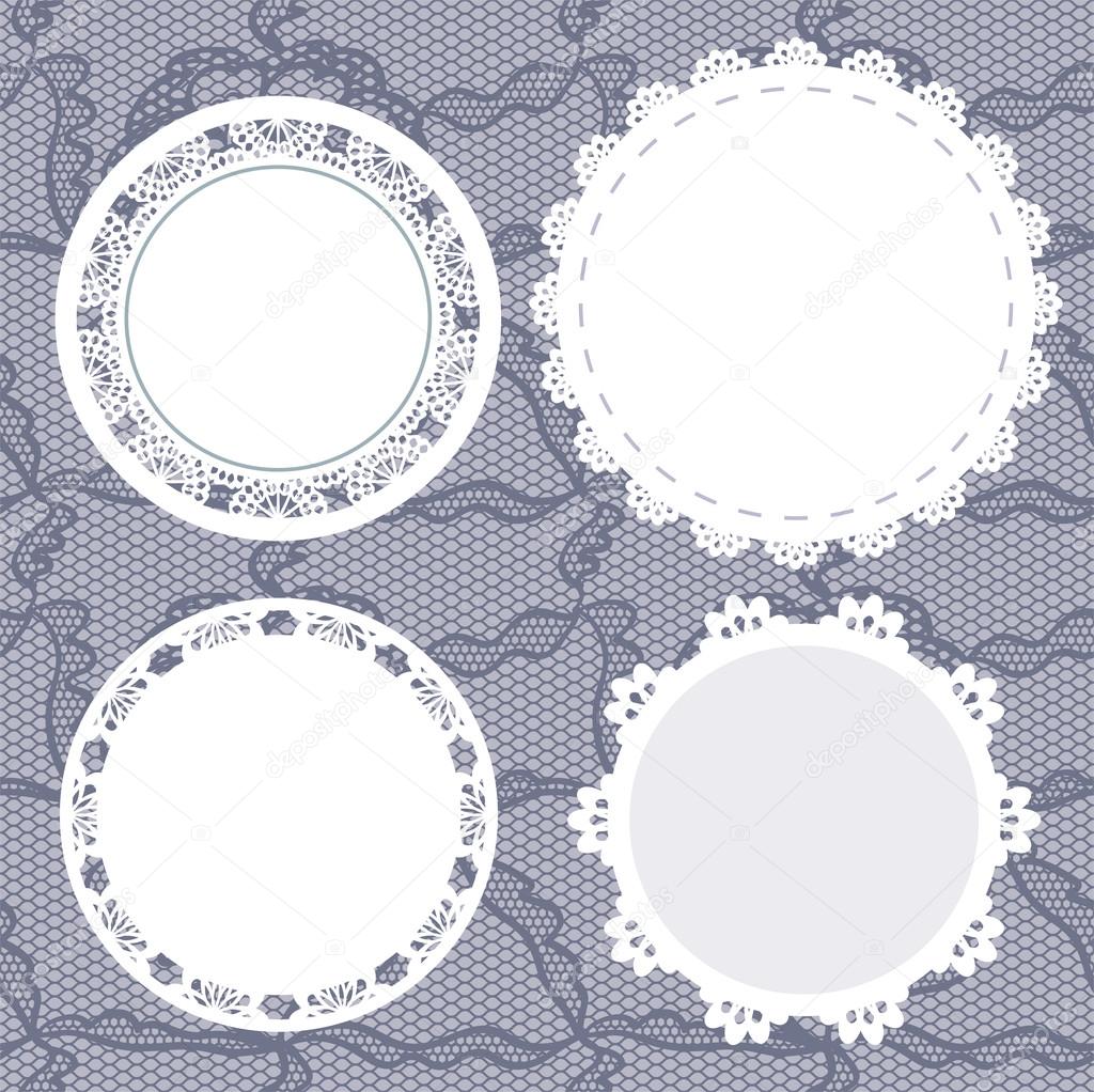 Set of round lacy doilies.