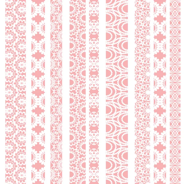 Lace ribbons vector fabric seamless pattern — Stock Vector