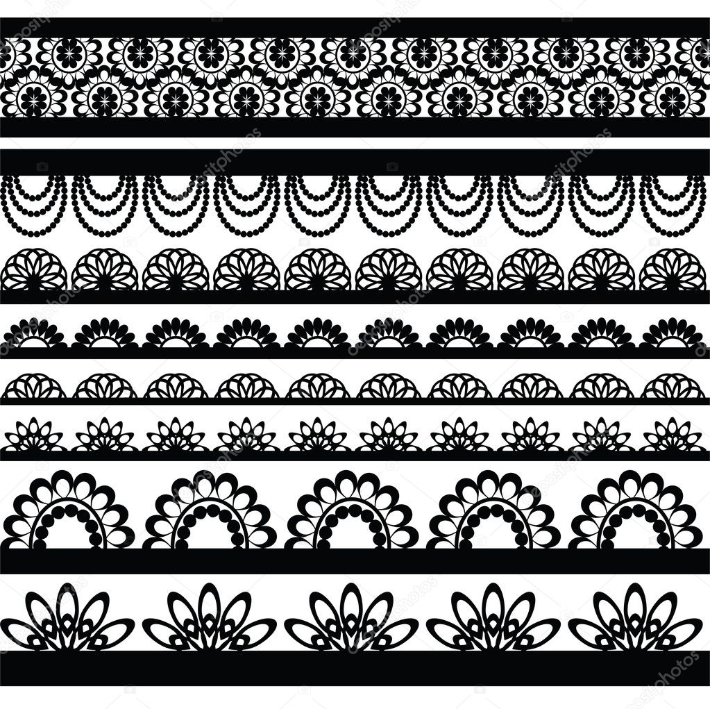Set of beautiful lace vector trims