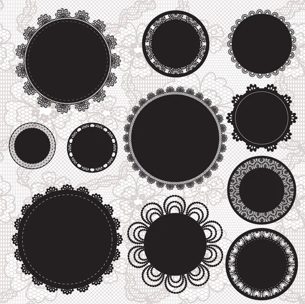 Set of round lacy doilies. — Stock Vector