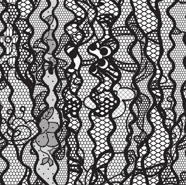 Tissu vectoriel en dentelle noire motif sans couture — Image vectorielle