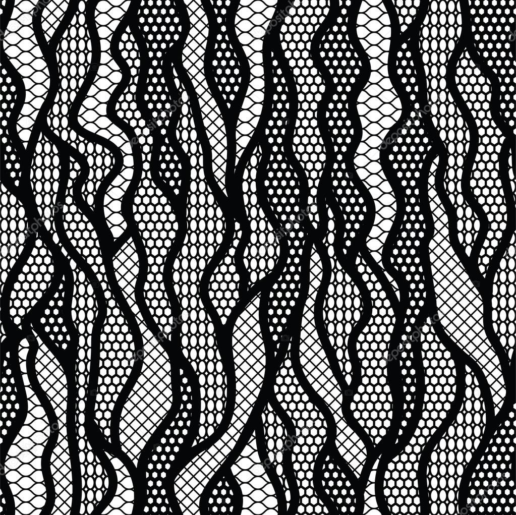 Black lace vector fabric seamless pattern Stock Vector by