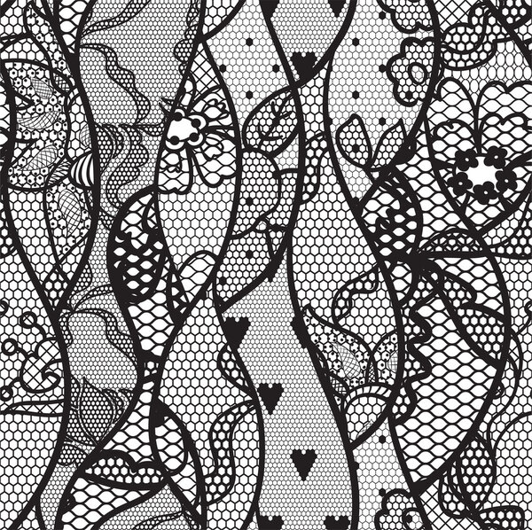 Black lace vector fabric seamless pattern