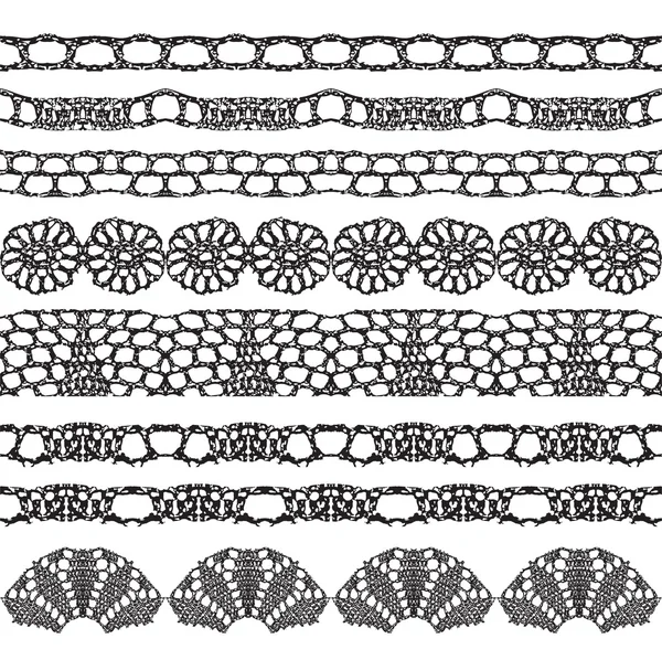 Set of beautiful lace vector trims — Stock Vector